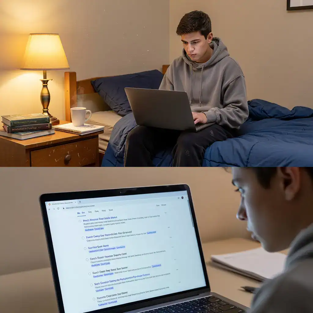 Perplexity AI research tool showing cited search results on screen