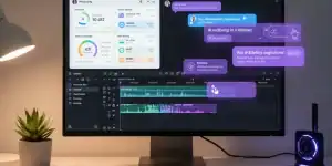 AI video editing interface showing automated timeline with smart editing suggestions for content creators